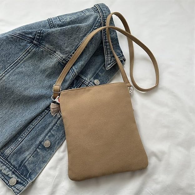 Women's Boho Canvas Bucket Bag with Tassel Detail