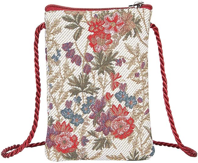 Women's Tapestry Mini Crossbody Phone Bag with Adjustable Strap