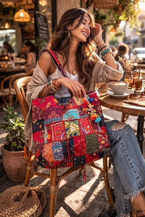 Women's Handmade Cotton Shoulder Handbags
