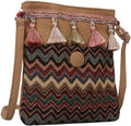 Women's Boho Canvas Bucket Bag with Tassel Detail