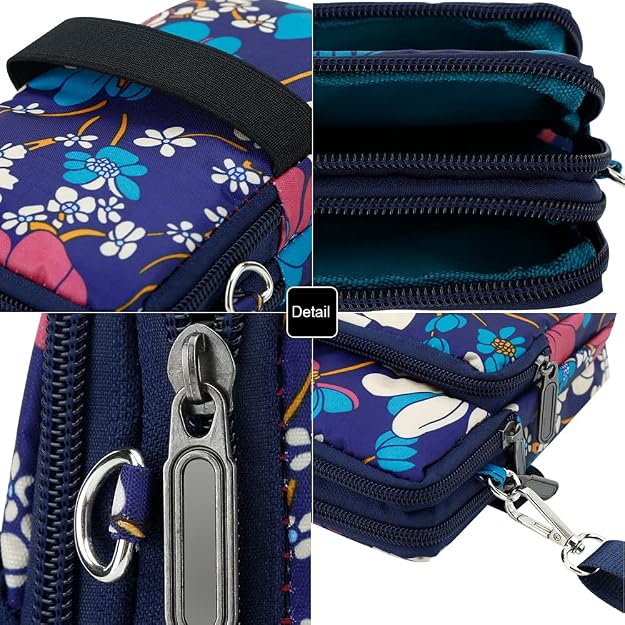 Women's Multi-Pocket Mobile Phone Crossbody Bag with Adjustable Strap
