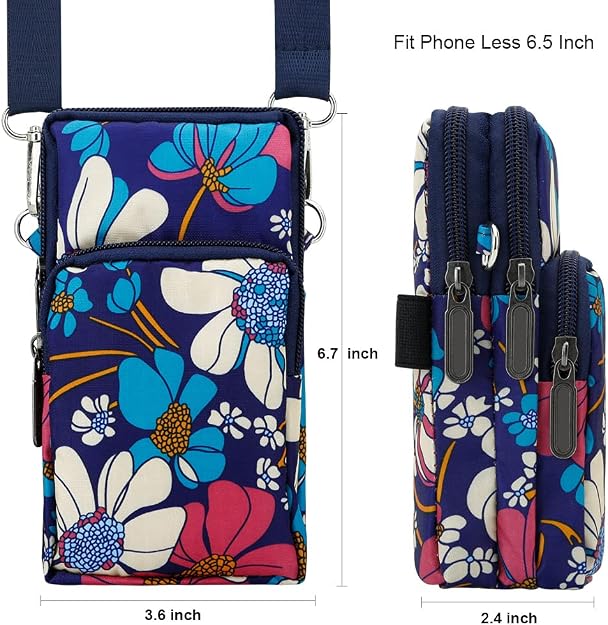 Women's Multi-Pocket Mobile Phone Crossbody Bag with Adjustable Strap