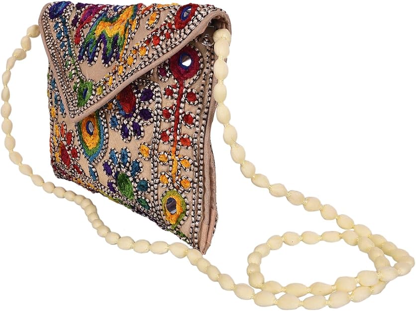 Women's Rajasthani Hand Embroidered Mini Clutch Bag