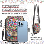 Women's Boho Embroidered Canvas Mini Crossbody Bag