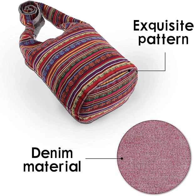 Multicolor Boho Hippie Crossbody Bag for Women