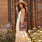 Women's Floral Embroidered Boho Canvas Crossbody Bag