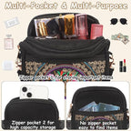Women's Boho Embroidered Canvas Mini Crossbody Bag